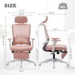 ZUN High Back Office Chair with 2d armrest and foot rest, tilt function max 128&deg;,pink W1411118679
