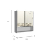 Jaspe Mirror Cabinet, Three Internal Shelves, One Open Shelf, Double Door Cabinet -White B20091916