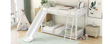 Metal Bunk Bed with Slide, Twin over Twin, White MF285671AAK