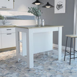 Cala Kitchen Island, Four Legs, Three Shelves -White / Light Oak B07092010