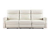 Contemporary Beige Double Reclining Sofa with Side Pocket 1pc Faux Leather Upholstery Plywood Living B011P501148