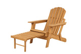 Outdoor Wooden Folding Adirondack Chair with Retractable Ottoman, Pre-Assembled BackRest & 94808483