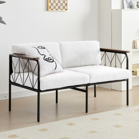 ZUN Cpintltr 47” W Futon Sofa Couch Modern Loveseat Sleeper Sofa Bed with Sturdy Metal Frame Teddy 40455423