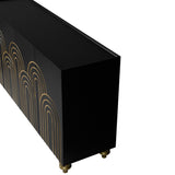 Modern Fluted Sideboard Buffet with Storage, Curve Element with Strict Lines, 4 Doors Storage W1445P256479