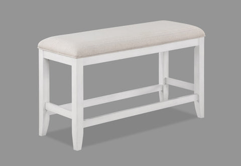 ZUN 1Pc Transitional White Finish Fabric Upholstered Counter-Height Dining Bench B011P193051