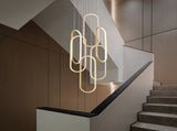 High Ceiling Chandelier Modern LED Ring Pendant Light 3 Color Dimmable Gold Chandeliers Contemporary 29580146