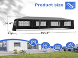 10'x30' Outdoor Party Tent with 8 Removable Sidewalls, Waterproof Canopy Patio Wedding Gazebo Black 43405824