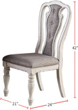 Antique White Set of 2 Chairs Grey Upholstered Tufted unique Design Chairs Back Cushion Seat HSESF00F1825