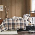 ZUN 6 Piece Printed Herringbone Quilt Set with Throw Pillows Neutral King/Cal King B03597578