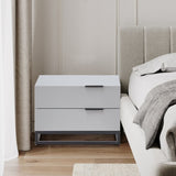 22" Grey white Nightstand with 2 Drawer , Small Dressers for Closet, Wood Storage Cabinet for W2948P245251