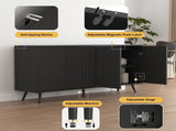 Sideboard Buffet Cabinet with Storage, Long Sideboard Storage Cabinet with 4 Doors, Wood Credenza W409P327405
