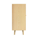 ZUN Bohemian Bar Cabinet, Natural Rattan Doors, Removable Wine Rack in Natural Wood B06481173