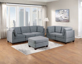 Living Room Furniture Corner Wedge Grey Linen Like Fabric 1pc Cushion Wedge Sofa Wooden Legs B011104190