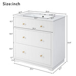ZUN [Video]30-Inch Modern White Bathroom Vanity Cabinet with two drawers 82058662