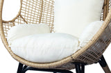 ZUN Patio PE Wicker Egg Chair Model 4 with Natural Color Rattan Beige Cushion and Side Table 63506051