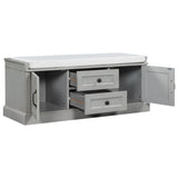 ZUN Storage Bench with 2 Drawers and 2 Cabinets, Shoe Bench with Removable Cushion for Living Room, 63680817