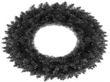 24in Black Pre-Lit Christmas Wreath, 179 Branch Tips, 35 Purple LED Lights, IP44 Timer, Gothic 18056329