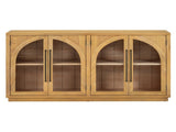 TREXM 4-Door Large Storage Sideboard Buffet Cabinet with Glass Doors, Arched Cabinet with Adjustable N715P290642E