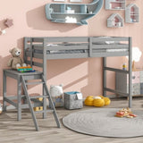 ZUN Twin Loft Bed with Platform,ladder,Grey W50482275