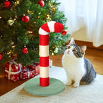 ZUN Christmas Cat Scratching Post, Cute Candy Cane Cat Scratcher with Sisal Scratching Post & Soft 87377269