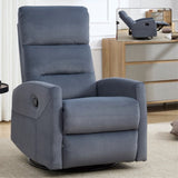 Manual Recliner Chair with Rocker and Swivel in Fabric for Living Room, Blue Grey 52130919