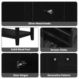 36" Bathroom Vanity without Sink, Cabinet Base Only, One Cabinet and three Drawers, Black WF306244AAB