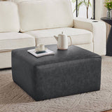 Square PU Leather Ottoman,Black N757P180768B