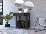 Espresso 1-Drawer 12-Bottle Wine Cabinet Carbon B06279977