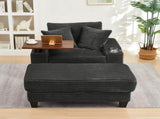 Fluffy Corduroy Storage Armrest Sofa,Single Versatile Seat with Ottoman,Cup Holder,Bluetooth W3705P476390