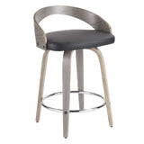 Grotto Mid-Century Modern Counter Stool with Light Grey Wood and Black Faux Leather by LumiSource B202P222353