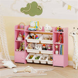 Pink Multi-Functional Kids Storage Shelf - Toy OrganizerBookcase, 56"x12"x39", Anti-Toppling, 35588897