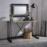 Rustic Oak and Antique Black Rectangular Console Table B062P189092