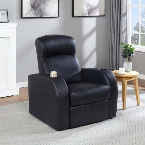 ZUN Black Upholstered Recliner with Cup Holder B062P145437