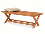 Solid Wood Backless Patio Bench, 2Person Rustic Slatted Seat Bench with XFrame Legs, Breathable 68769856