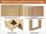 Geometric Carved Console with 3 Soft-Close Drawers, Fluted Leg Details, Entryway Sofa N759P433572T