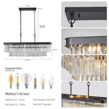 Chandeliers,Rectangular Crystal Chandelier Adjustable,E12 Modern Industrial Crystal Lights,Farmhouse W1340P189538