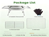 Portable Folding Charcoal BBQ Grill, Outdoor Barbecue Grill with Dual Side Shelves & 12 Air Vents, 30224474