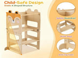3-in-1 Convertible Toddler Learning Tower Step Stool with Chalkboard, Poplar Wood Flip Design 78341133
