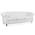 ZUN 84.65" Rolled Arm Chesterfield 3 Seater Sofa W68058494