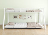 Metal Bunk Bed Twin Over Full Size with Removable Stairs, Heavy Duty Sturdy Frame with 12" Under-Bed W1935P195937