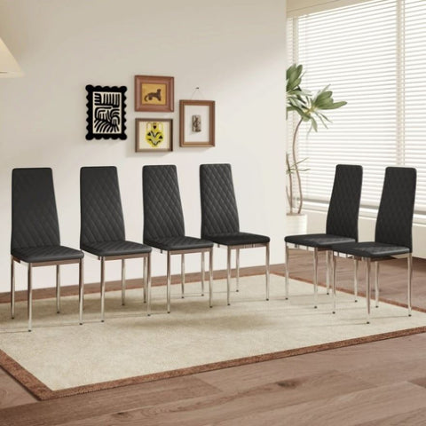 ZUN Modern Style Dining Chairs Set of 6 in Black, Essential for Minimalist Homes.Meeting Family Dining W2920P284970