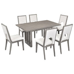 ZUN Wood Table Set for 6, Farmhouse Rectangular Table and 6 Upholstered Chairs Ideal for 02300698