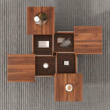 Square Marble Veneer Coffee Table Sliding Top with Storage in Walnut 39.4'' WF322094AAD