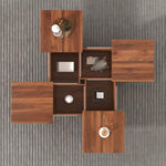 ZUN Square Marble Veneer Coffee Table Sliding Top with Storage in Walnut 39.4'' WF322094AAD