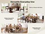 70.9" Oval Dining Table for 6 People, Fluted Panel Legs with 2 Side Open Storage Shelves, MDF 82595714