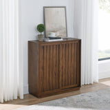 Mid Century Sideboard with 2 Sliding Door & Solid Wood Decorative Strips, Storage Cabinet for Living W1801P195658