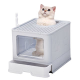 ZUN Large Enclosed Cat Litter Box with Lid Cover, Detachable Cat Toilet with Litter Scoop & Slide Out 04861288