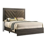 Contemporary 1pc Queen Size Bed Bedroom Furniture Upholstered Headboard Rubberwood 1pc Bedframe Gray B011P236803