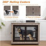 ZUN Dog Crate Furniture, Large Dog Kennel, 43"Wooden Pet Furniture with Pull-Out Tray, Home and Indoor W1212120269