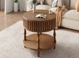 Farmhouse Fluted Coffee Table with Storage and Flip-Top Lids, Rustic Brown Center Table for Living W1445P370480